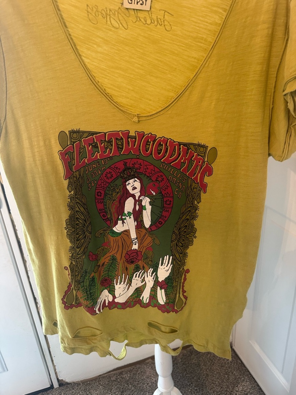 Jaded Gypsy  Fleetwood Mac Graphic V-Neck Tee - Green